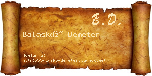 Balaskó Demeter névjegykártya